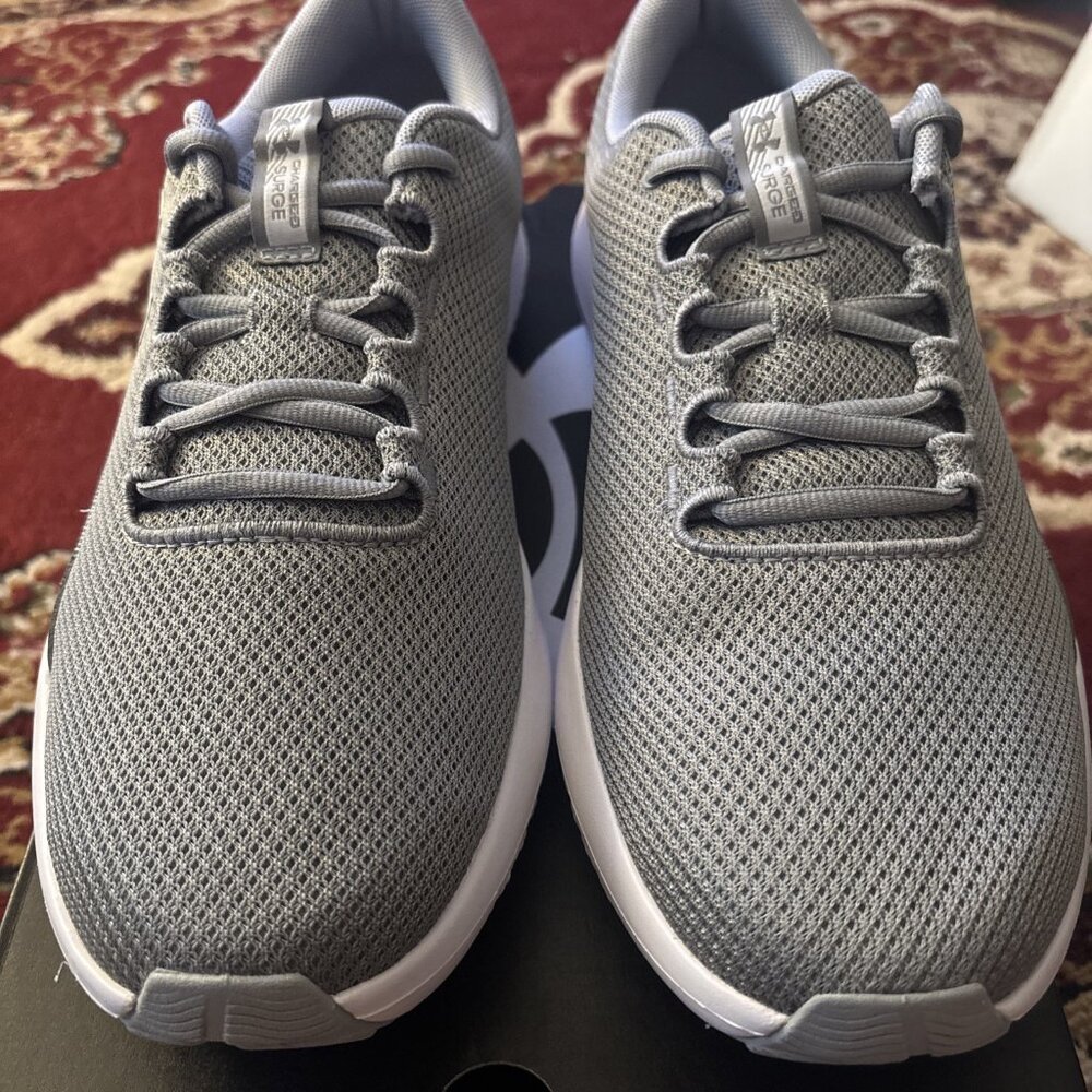 Under Armour Men's Charged Surge 4, (101) Steel/Mod Gray/White, 11.5, US